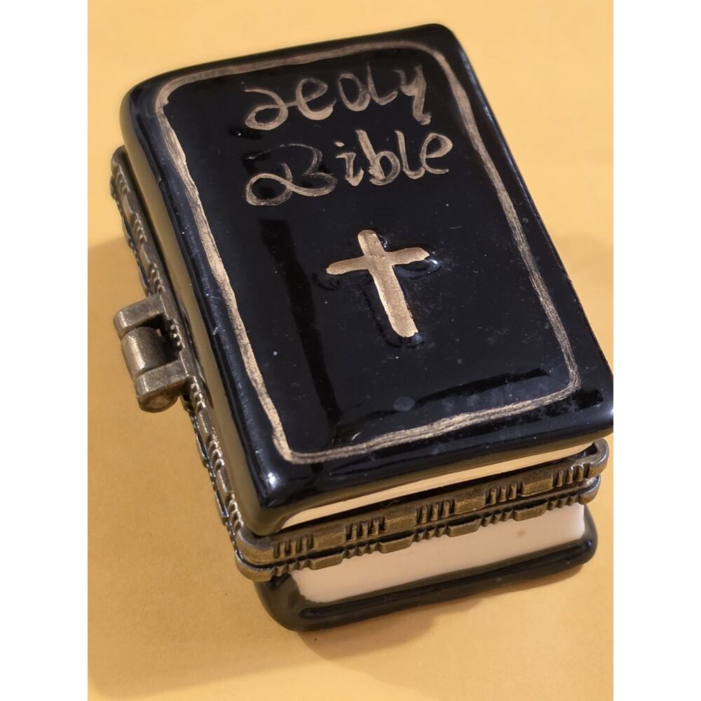 Holy Bible Hinged Porcelain Trinket Box
